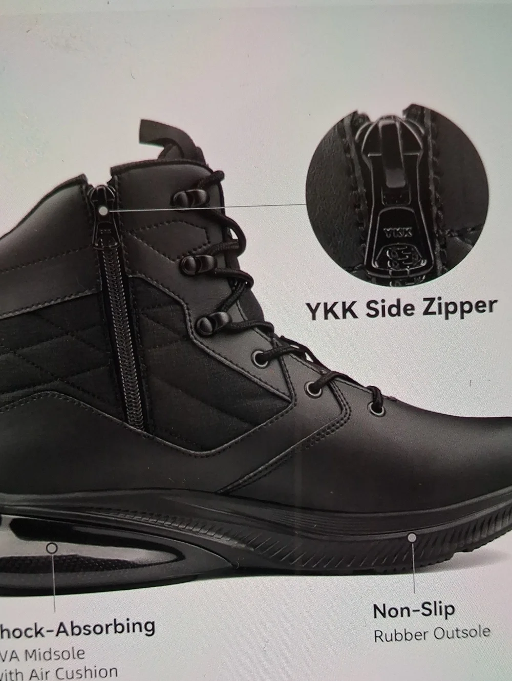 NWOT Mens Cennid Black Tactical Boots, Wide, Waterproof, Orthopedic